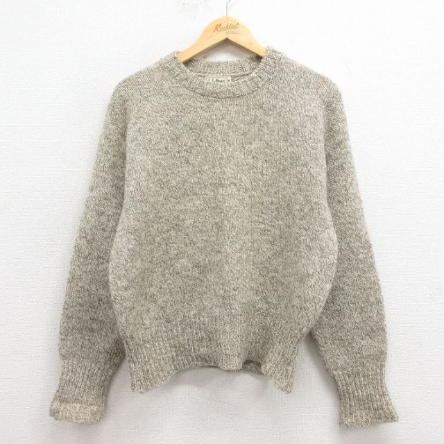 M★古着 エルエルビーン LLBEAN 長袖 セーター メンズ 80年代 80s クルーネック 生成り 25sep30 中古 ニット トップス