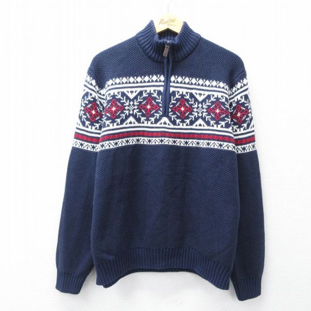 IZOD 長袖ハーフジップセーター ネイビー XL | 古着