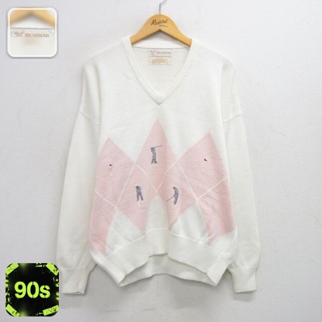 90s 長袖セーター ゴルフ ホワイト XL | 古着