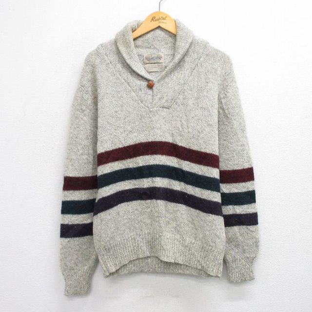 90s 長袖セーター ショールカラー グレー M | 古着
