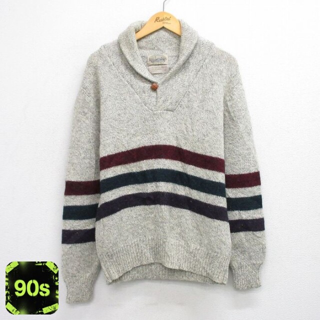 90s 長袖セーター ショールカラー グレー M | 古着