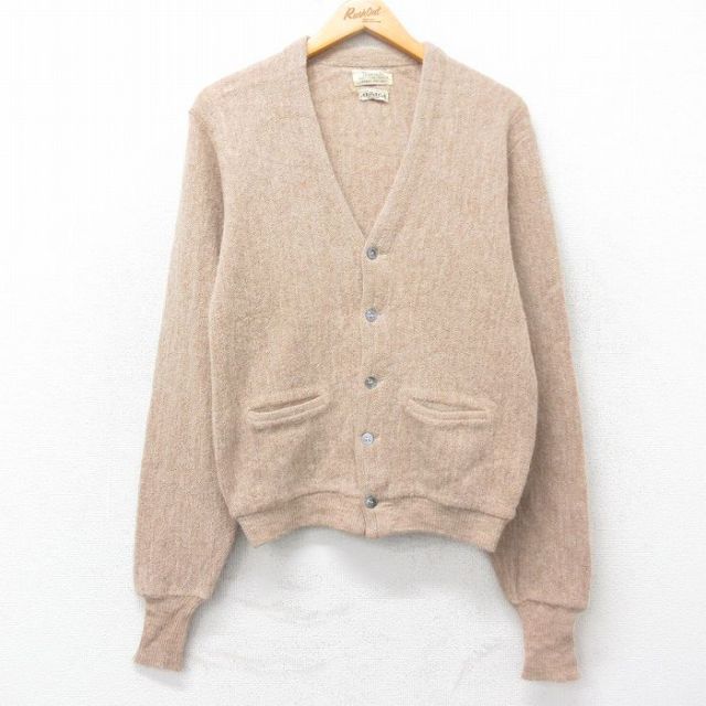 S★古着 長袖 ニット カーディガン メンズ 80年代 80s LOAD JEFF アルパカ ベージュ カーキ 25oct04 中古 トップス