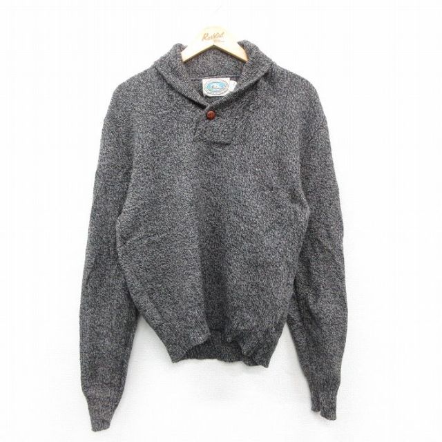 M★古着 長袖 セーター メンズ 90年代 90s 無地 ウール ショールカラー USA製 グレー他 25oct06 中古 ニット トップス