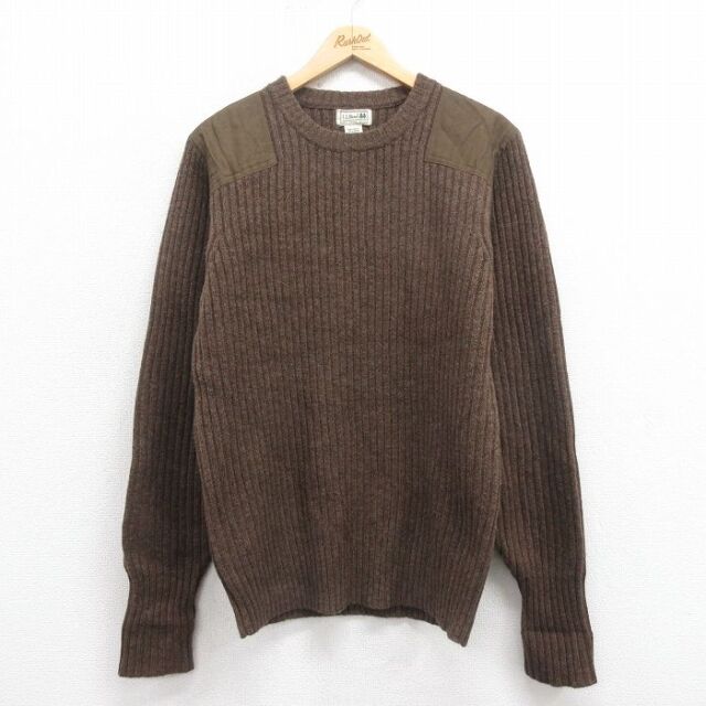 L★古着 エルエルビーン LLBEAN 長袖 コマンド セーター メンズ 00年代 00s メリノラムウール クルーネック こげ茶 ブラウン 25oct08 中古 ニット トップス