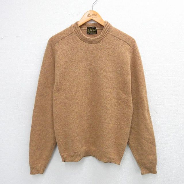 M★古着 長袖 セーター メンズ 80年代 80s ラムウール ウール 茶系 ブラウン 25oct10 中古 ニット トップス