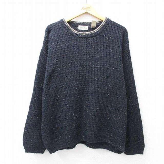 XL★古着 セントジョンズベイ 長袖 セーター メンズ 00年代 00s クルーネック 黒他 ブラック 25oct11 中古 ニット トップス
