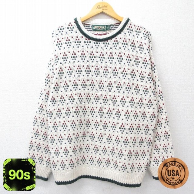 【50%OFF】アメリカンイーグル 90s 長袖セーター 生成り ベージュ L | 古着