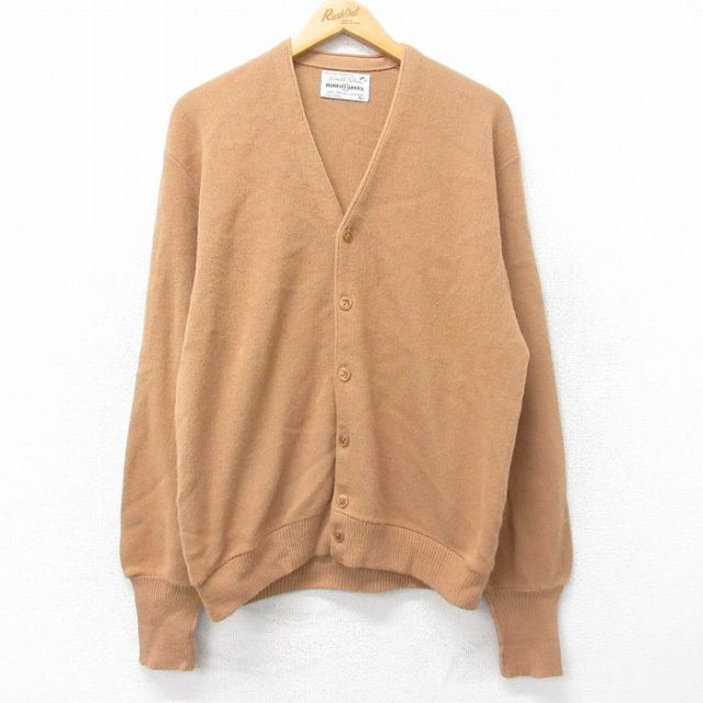 L★古着 アーノルドパーマー 長袖 ニット カーディガン メンズ 80年代 80s アクリル USA製 茶 ブラウン 25oct15 中古 トップス