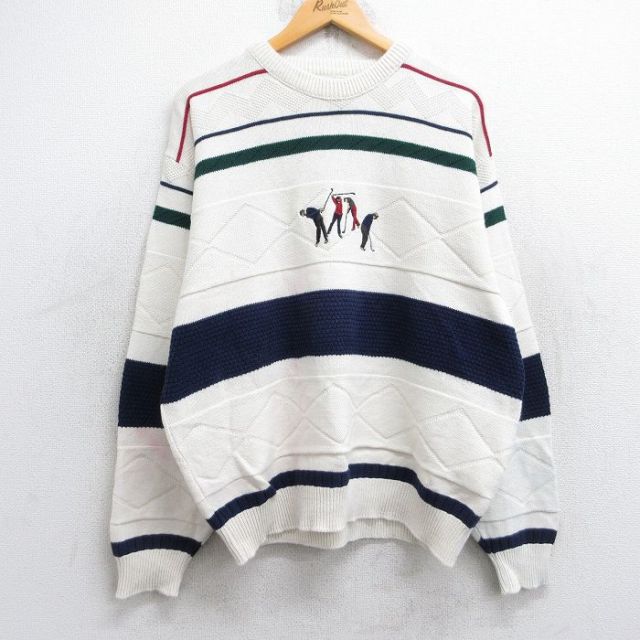 ラルフローレン 90s セーター 刺繍 生成り ベージュ XL | 古着