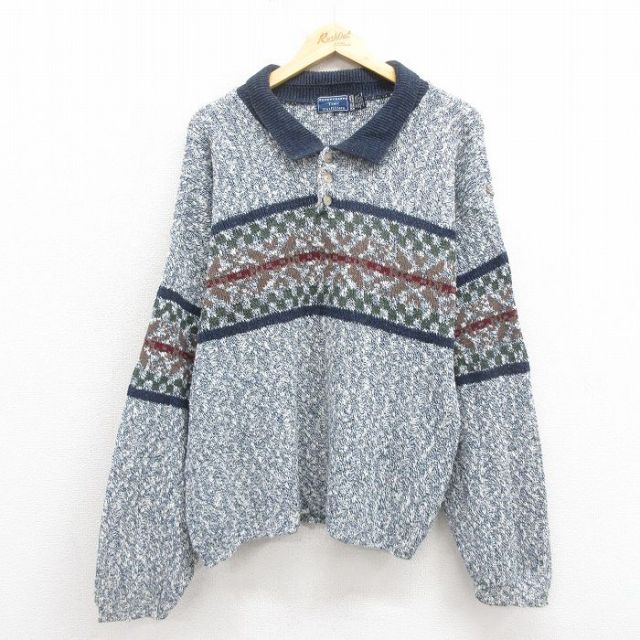 【50%OFF】ニット 90s 長袖セーター ネイビー L | 古着