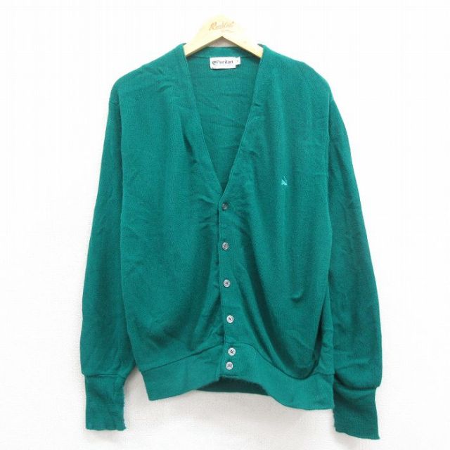 【50%OFF】ピューリタン 90s 長袖カーディガン グリーン L | 古着