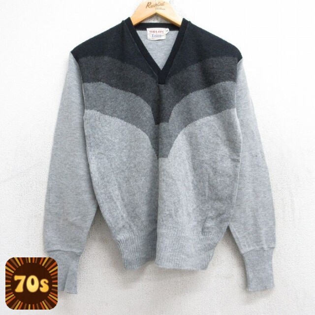 【50%OFF】キャンパス 70s 長袖セーター マルチカラー グレー XS | 古着
