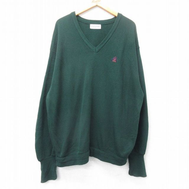 IZOD 90s 長袖セーター ワンポイントロゴ グリーン XL | 古着