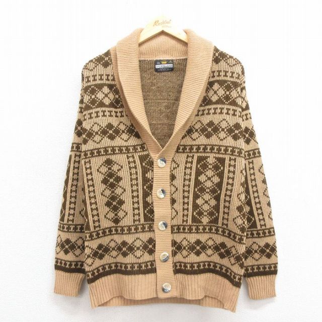 古着通販 M☆古着 長袖 ニット カーディガン メンズ 80年代 80s