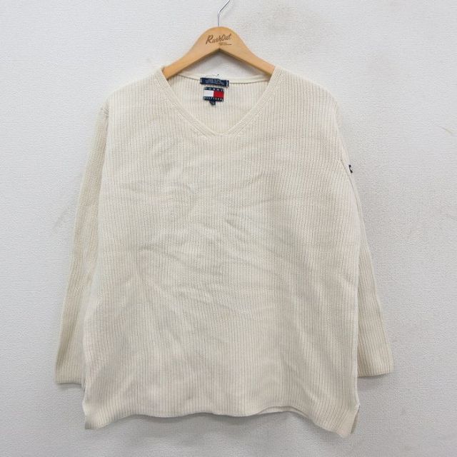 【50%OFF】トミーヒルフィガー 90s 長袖セーター ニット 生成り ベージュ L | 古着