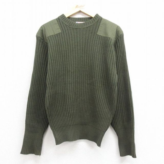M★古着 長袖 コマンド セーター メンズ 90年代 90s アクリル クルーネック USA製 緑 グリーン 25nov01 中古 ニット トップス