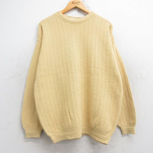 【50%OFF】90s 長袖セーター 手織り イエロー L | 古着