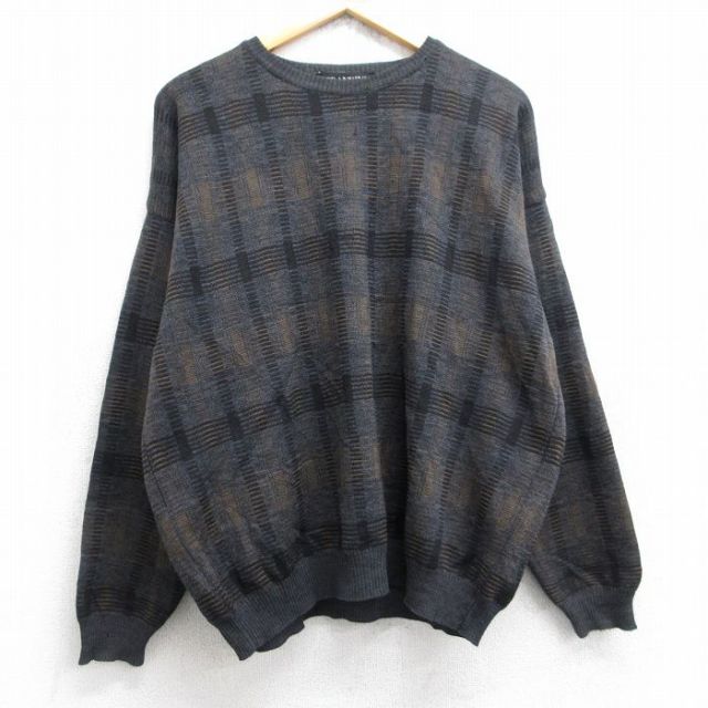 【50%OFF】90s 長袖セーター 総柄 グレー L | 古着