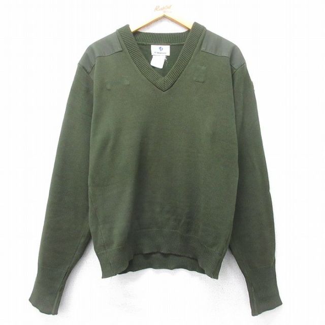 80s 長袖セーター ヒジ当て グリーン M | 古着