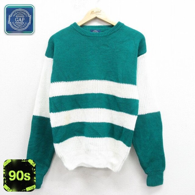 【50%OFF】ギャップ 90s 長袖セーター ブルーグリーン S | 古着