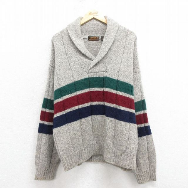 エディーバウアー 90s 長袖セーター ショールカラー グレー XL | 古着