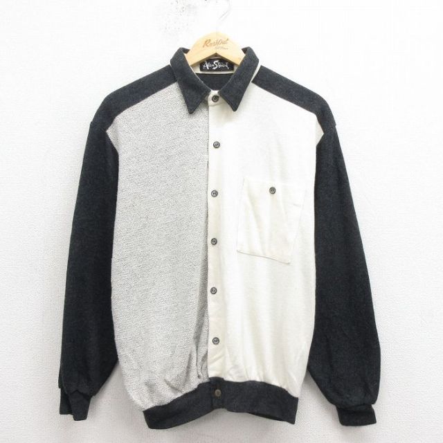 【50%OFF】カーディガン 90s 長袖ニット マルチカラー グレー L | 古着