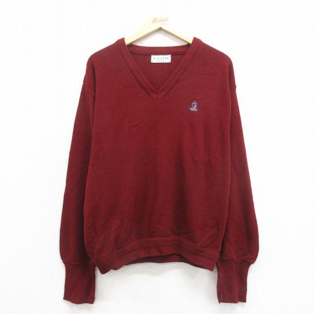【50%OFF】IZOD 90s 長袖セーター ワンポイントロゴ バーガンディ L | 古着
