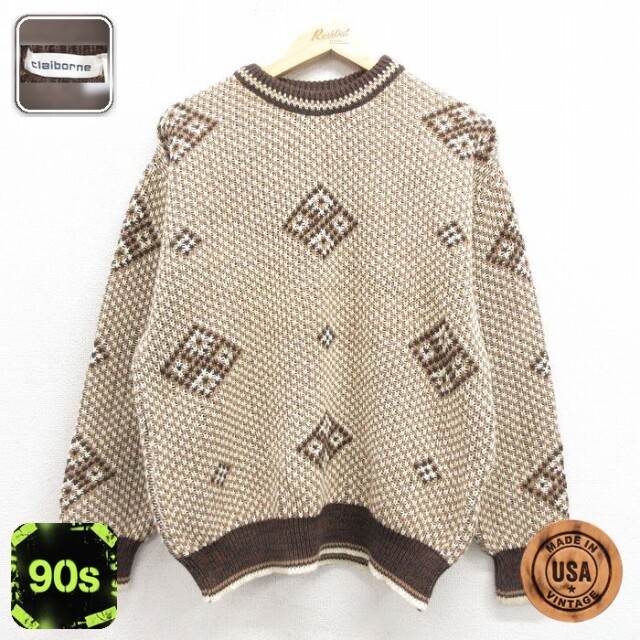 90s 長袖セーター ベージュ M | 古着