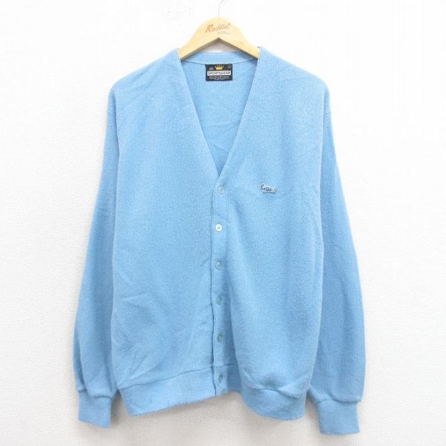 【50%OFF】80s 長袖カーディガン ライトブルー L | 古着
