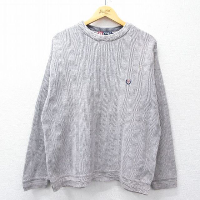 【50%OFF】ラルフローレン 90s 長袖セーター ヘリンボーン グレー XL | 古着