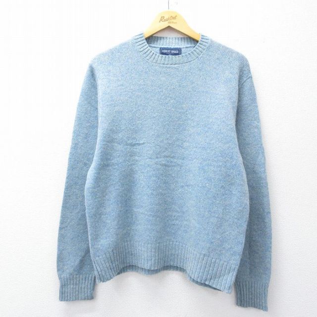 【20%OFF】M★古着 長袖 セーター メンズ 90年代 90s クルーネック USA製 薄紺 25nov13