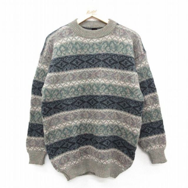 90s 長袖セーター フェアアイル グリーン M | 古着