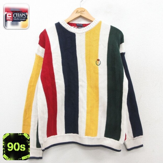 【50%OFF】ラルフローレン 90s 長袖セーター ワンポイントロゴ ホワイト L | 古着