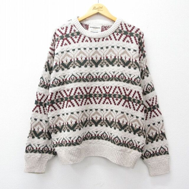 リバティ 90s 長袖セーター フェアアイル ベージュ XL | 古着