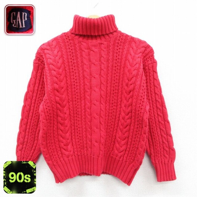 【50%OFF】ギャップ 90s 長袖セーター タートルネック レッド S | 古着