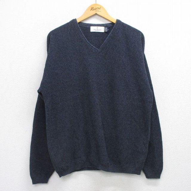 【50%OFF】90s 長袖セーター 手織り ネイビー L | 古着