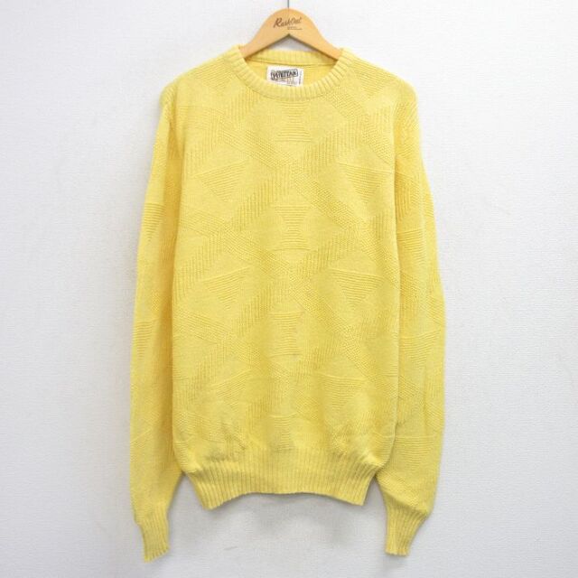 【50%OFF】ピューリタン 90s 長袖セーター 総柄 イエロー L | 古着