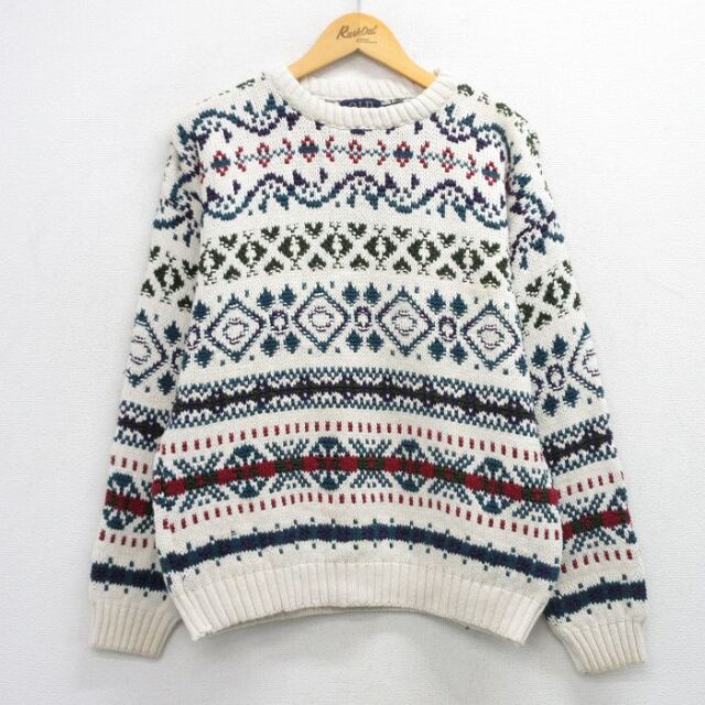 【50%OFF】OLD GLORY 90s 長袖セーター フェアアイル ベージュ L | 古着