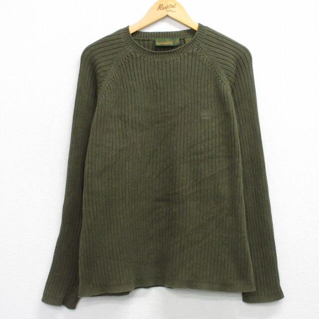 【50%OFF】ティンバーランド 00s 長袖セーター ワンポイントロゴ グリーン L | 古着