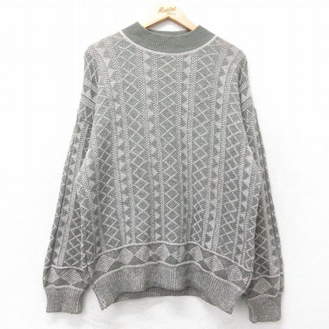 【50%OFF】90s 長袖セーター モックネック グレー L | 古着