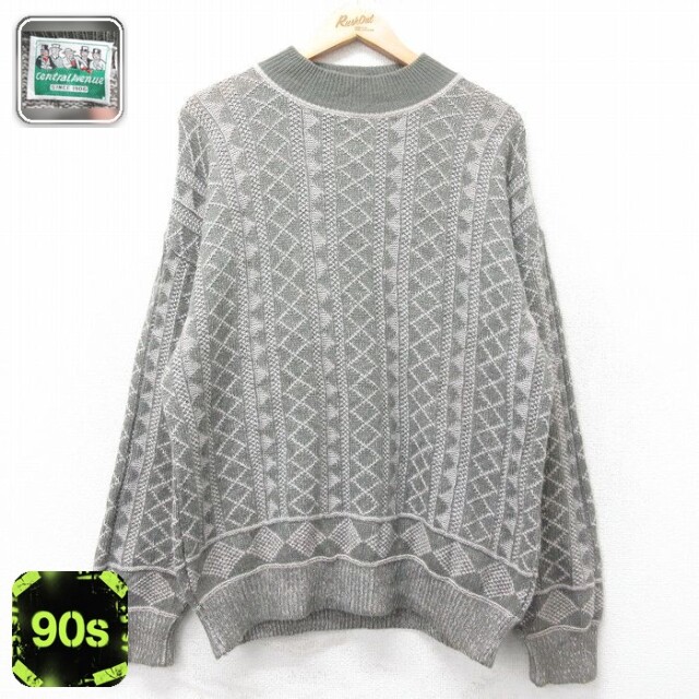 90s 長袖セーター モックネック グレー L | 古着