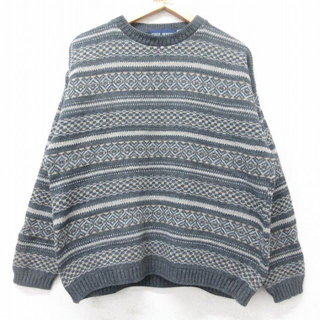 【50%OFF】90s 長袖セーター フェアアイル グレー L | 古着