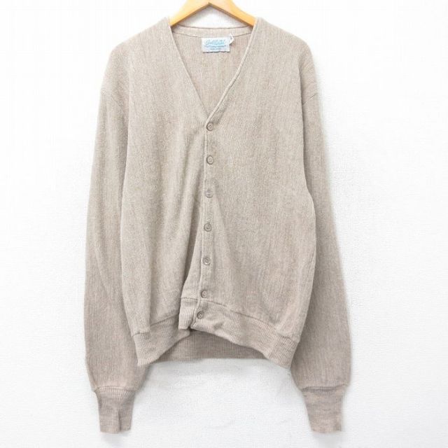 古着通販 L☆古着 長袖 ニット カーディガン メンズ 80年代 80s