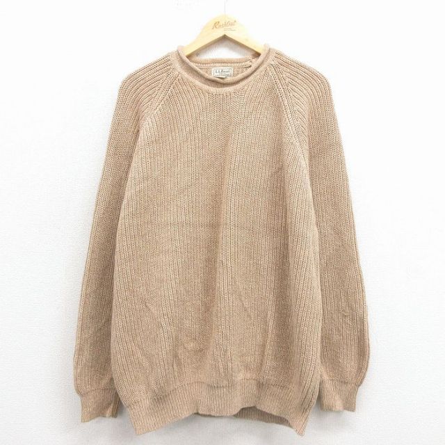 【50%OFF】エルエルビーン 00s ラグランセーター モックネック ベージュ XL | 古着