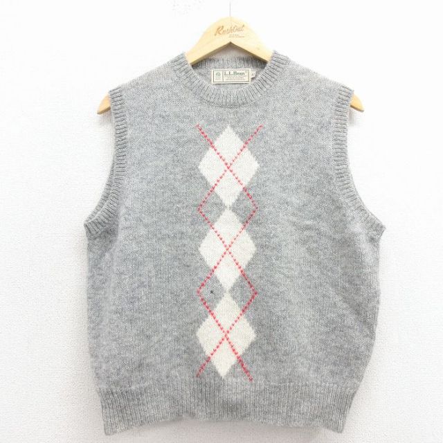 【50%OFF】エルエルビーン 90s ニットベスト アーガイル グレー M | 古着