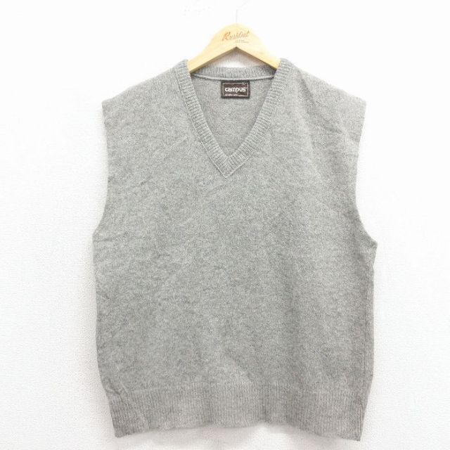 【50%OFF】80s ニットベスト 無地 グレー M | 古着