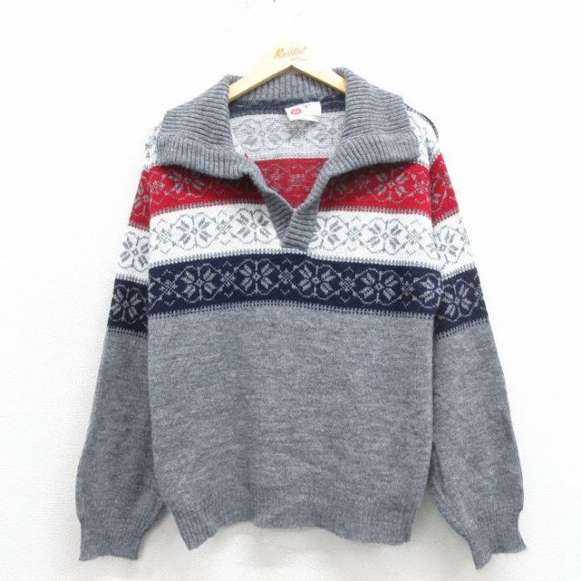 【50%OFF】シアーズ 80s 長袖セーター 雪柄 グレー M | 古着