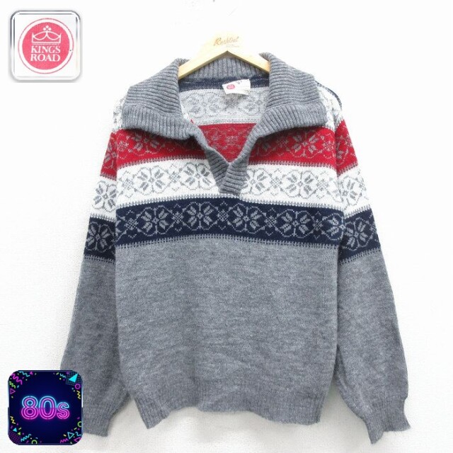 シアーズ 80s 長袖セーター 雪柄 グレー M | 古着