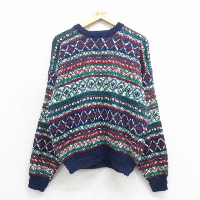 【50%OFF】シアーズ 90s 長袖セーター フェアアイル ネイビー L | 古着