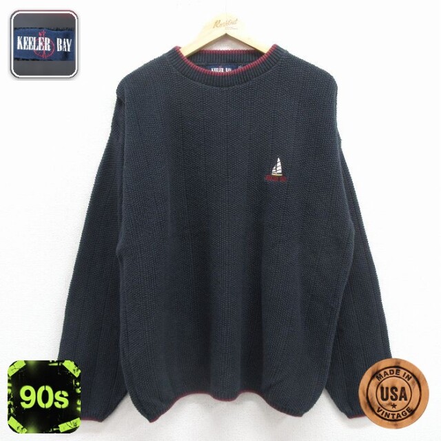 90s 長袖セーター ヨット ブラック XL | 古着